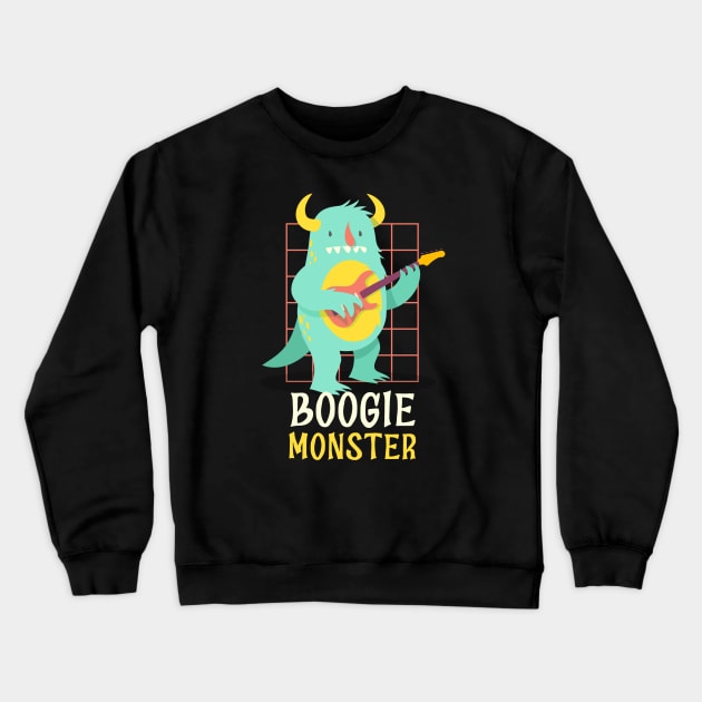 Boogie Monster, Funny Music Pun Crewneck Sweatshirt by DeliriousSteve